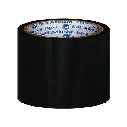VCR Black Color Tape - 50 Meters in Length - 72mm / 3" Width - BOPP Self Adhesive Tape for Arts and Craft use, Box Packing, Office and Home use