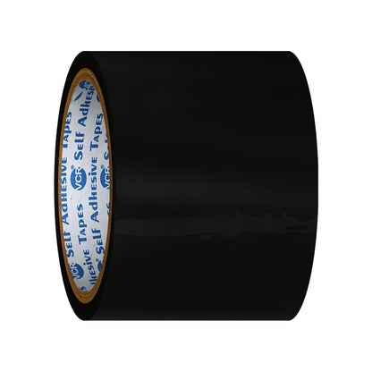 VCR Black Color Tape - 50 Meters in Length - 72mm / 3" Width - BOPP Self Adhesive Tape for Arts and Craft use, Box Packing, Office and Home use