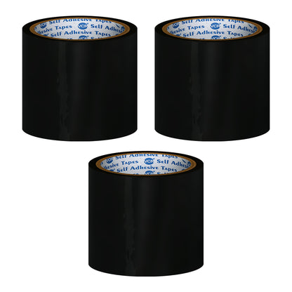 VCR Black Color Tape - 50 Meters in Length - 96mm / 4" Width - BOPP Self Adhesive Tape for Arts and Craft use, Box Packing, Office and Home use