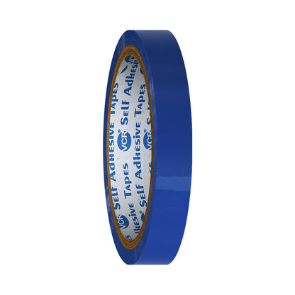 VCR Blue Color Tape - 50 Meters in Length - 12mm / 0.5" Width - BOPP Self Adhesive Tape for Arts and Craft use, Box Packing, Office and Home use