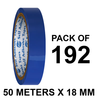 VCR Blue Color Tape - 50 Meters in Length - 18mm / 0.75" Width - BOPP Self Adhesive Tape for Arts and Craft use, Box Packing, Office and Home use