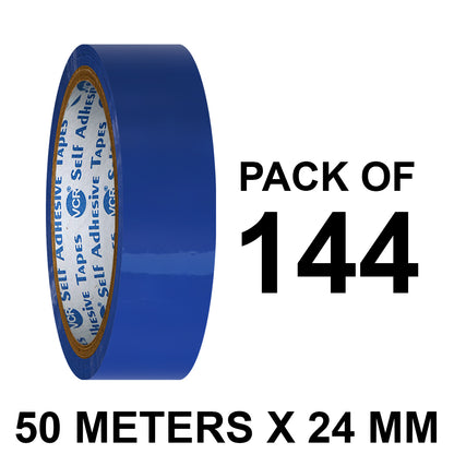 VCR Blue Color Tape - 50 Meters in Length - 24mm / 1" Width - BOPP Self Adhesive Tape for Arts and Craft use, Box Packing, Office and Home use