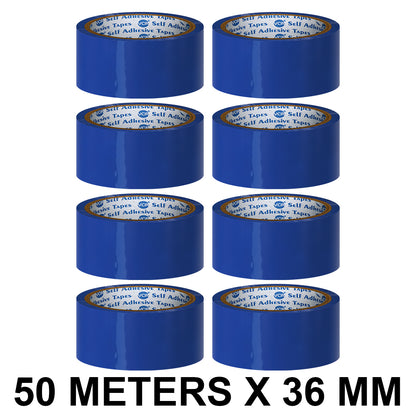 VCR Blue Color Tape - 50 Meters in Length - 36mm / 1.5" Width - BOPP Self Adhesive Tape for Arts and Craft use, Box Packing, Office and Home use