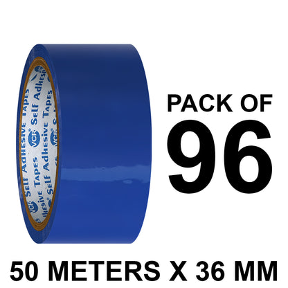 VCR Blue Color Tape - 50 Meters in Length - 36mm / 1.5" Width - BOPP Self Adhesive Tape for Arts and Craft use, Box Packing, Office and Home use