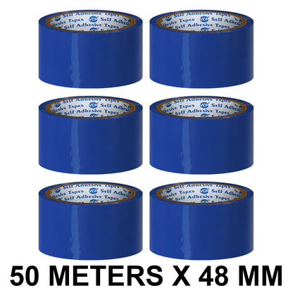VCR Blue Color Tape - 50 Meters in Length - 48mm / 2" Width - BOPP Self Adhesive Tape for Arts and Craft use, Box Packing, Office and Home use