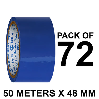 VCR Blue Color Tape - 50 Meters in Length - 48mm / 2" Width - BOPP Self Adhesive Tape for Arts and Craft use, Box Packing, Office and Home use