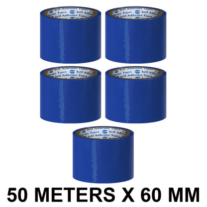 VCR Blue Color Tape - 50 Meters in Length - 60mm / 2.5" Width - BOPP Self Adhesive Tape for Arts and Craft use, Box Packing, Office and Home use