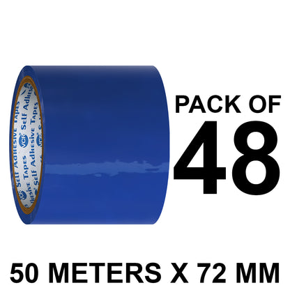 VCR Blue Color Tape - 50 Meters in Length - 72mm / 3" Width - BOPP Self Adhesive Tape for Arts and Craft use, Box Packing, Office and Home use