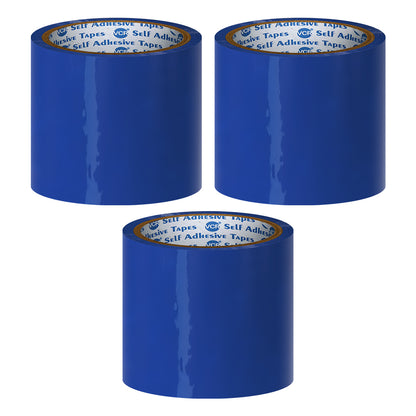 VCR Blue Color Tape - 50 Meters in Length - 96mm / 4" Width - BOPP Self Adhesive Tape for Arts and Craft use, Box Packing, Office and Home use