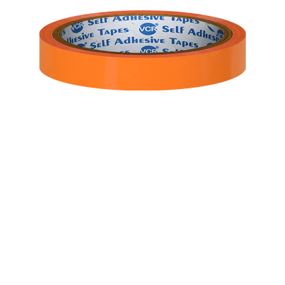 VCR Orange Color Tape - 50 Meters in Length - 12mm / 0.5" Width - BOPP Self Adhesive Tape for Arts and Craft use, Box Packing, Office and Home use