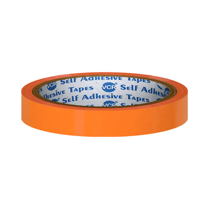 VCR Orange Color Tape - 50 Meters in Length - 12mm / 0.5" Width - BOPP Self Adhesive Tape for Arts and Craft use, Box Packing, Office and Home use