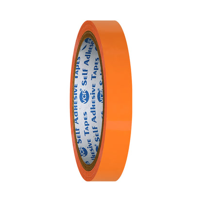 VCR Orange Color Tape - 50 Meters in Length - 12mm / 0.5" Width - BOPP Self Adhesive Tape for Arts and Craft use, Box Packing, Office and Home use