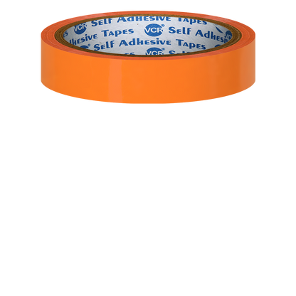 VCR Orange Color Tape - 50 Meters in Length - 18mm / 0.75" Width - BOPP Self Adhesive Tape for Arts and Craft use, Box Packing, Office and Home use