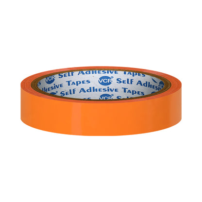 VCR Orange Color Tape - 50 Meters in Length - 18mm / 0.75" Width - BOPP Self Adhesive Tape for Arts and Craft use, Box Packing, Office and Home use