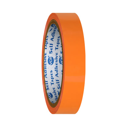 VCR Orange Color Tape - 50 Meters in Length - 18mm / 0.75" Width - BOPP Self Adhesive Tape for Arts and Craft use, Box Packing, Office and Home use