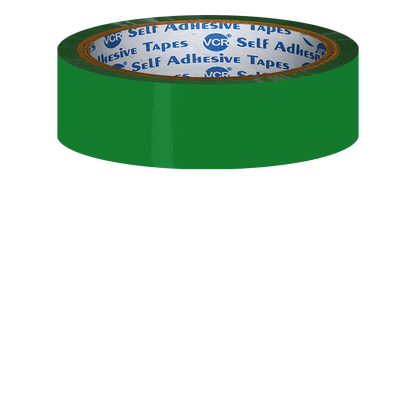 VCR Green Color Tape - 50 Meters in Length - 24mm / 1" Width - BOPP Self Adhesive Tape for Arts and Craft use, Box Packing, Office and Home use