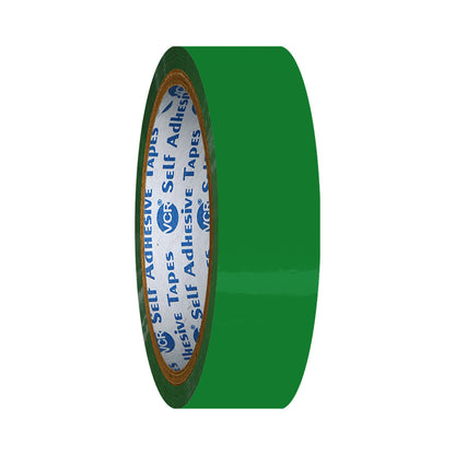 VCR Green Color Tape - 50 Meters in Length - 24mm / 1" Width - BOPP Self Adhesive Tape for Arts and Craft use, Box Packing, Office and Home use