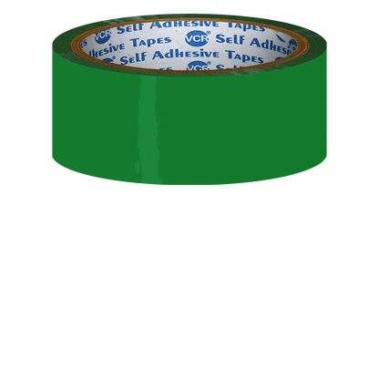 VCR Green Color Tape - 50 Meters in Length - 36mm / 1.5" Width - BOPP Self Adhesive Tape for Arts and Craft use, Box Packing, Office and Home use