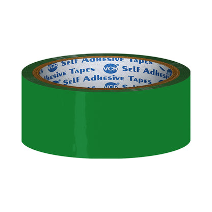VCR Green Color Tape - 50 Meters in Length - 36mm / 1.5" Width - BOPP Self Adhesive Tape for Arts and Craft use, Box Packing, Office and Home use
