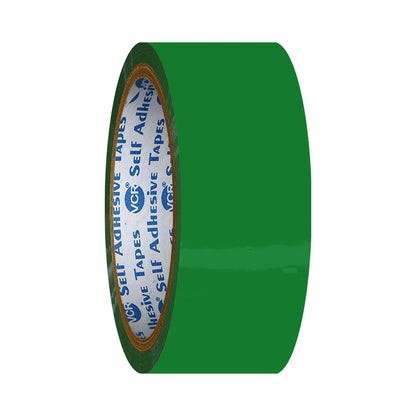 VCR Green Color Tape - 50 Meters in Length - 36mm / 1.5" Width - BOPP Self Adhesive Tape for Arts and Craft use, Box Packing, Office and Home use