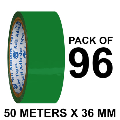 VCR Green Color Tape - 50 Meters in Length - 36mm / 1.5" Width - BOPP Self Adhesive Tape for Arts and Craft use, Box Packing, Office and Home use