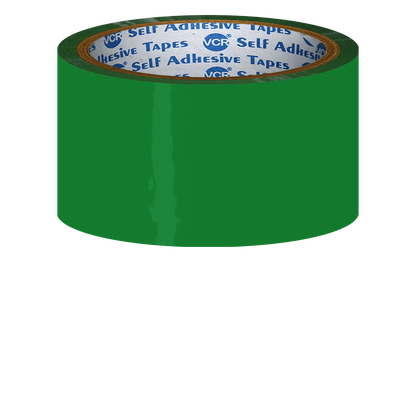 VCR Green Color Tape - 50 Meters in Length - 48mm / 2" Width - BOPP Self Adhesive Tape for Arts and Craft use, Box Packing, Office and Home use