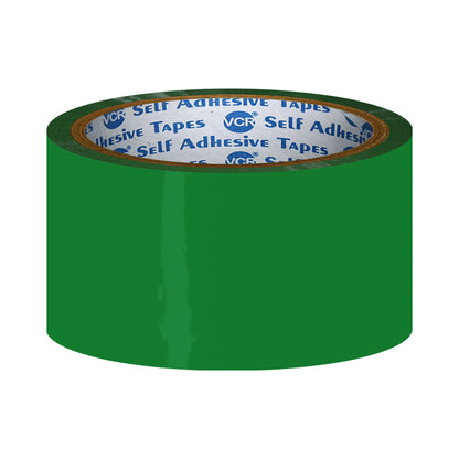 VCR Green Color Tape - 50 Meters in Length - 48mm / 2" Width - BOPP Self Adhesive Tape for Arts and Craft use, Box Packing, Office and Home use