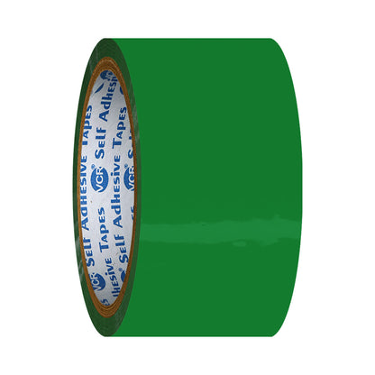 VCR Green Color Tape - 50 Meters in Length - 48mm / 2" Width - BOPP Self Adhesive Tape for Arts and Craft use, Box Packing, Office and Home use