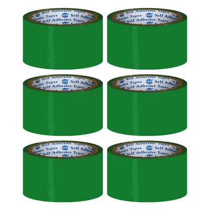 VCR Green Color Tape - 50 Meters in Length - 48mm / 2" Width - BOPP Self Adhesive Tape for Arts and Craft use, Box Packing, Office and Home use