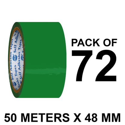VCR Green Color Tape - 50 Meters in Length - 48mm / 2" Width - BOPP Self Adhesive Tape for Arts and Craft use, Box Packing, Office and Home use