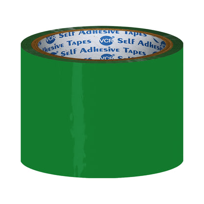 VCR Green Color Tape - 50 Meters in Length - 60mm / 2.5" Width - BOPP Self Adhesive Tape for Arts and Craft use, Box Packing, Office and Home use