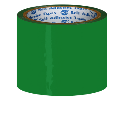 VCR Green Color Tape - 50 Meters in Length - 72mm / 3" Width - BOPP Self Adhesive Tape for Arts and Craft use, Box Packing, Office and Home use