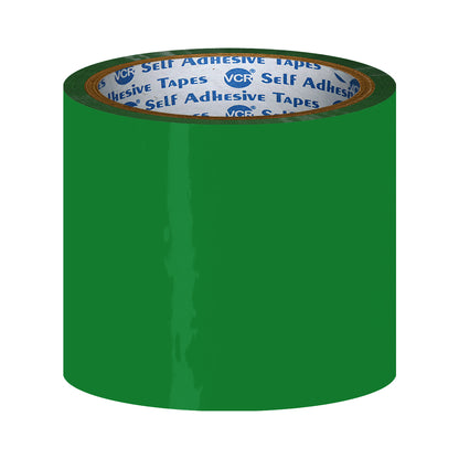 VCR Green Color Tape - 50 Meters in Length - 96mm / 4" Width - BOPP Self Adhesive Tape for Arts and Craft use, Box Packing, Office and Home use