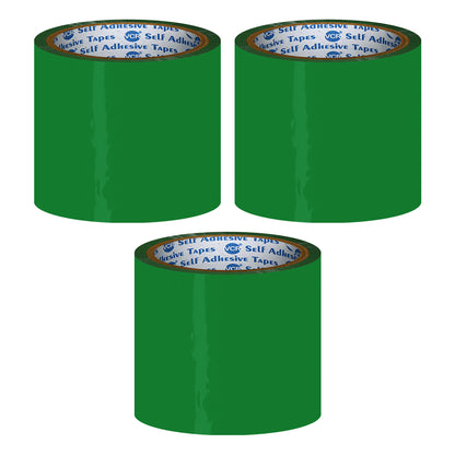 VCR Green Color Tape - 50 Meters in Length - 96mm / 4" Width - BOPP Self Adhesive Tape for Arts and Craft use, Box Packing, Office and Home use