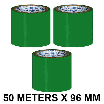 VCR Green Color Tape - 50 Meters in Length - 96mm / 4" Width - BOPP Self Adhesive Tape for Arts and Craft use, Box Packing, Office and Home use