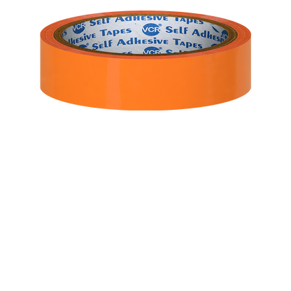 VCR Orange Color Tape - 50 Meters in Length - 24mm / 1" Width - BOPP Self Adhesive Tape for Arts and Craft use, Box Packing, Office and Home use