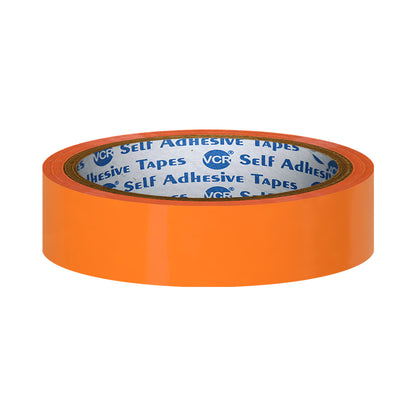VCR Orange Color Tape - 50 Meters in Length - 24mm / 1" Width - BOPP Self Adhesive Tape for Arts and Craft use, Box Packing, Office and Home use