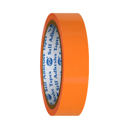 VCR Orange Color Tape - 50 Meters in Length - 24mm / 1" Width - BOPP Self Adhesive Tape for Arts and Craft use, Box Packing, Office and Home use