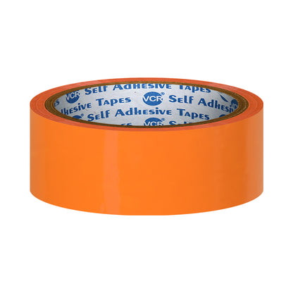 VCR Orange Color Tape - 50 Meters in Length - 36mm / 1.5" Width - BOPP Self Adhesive Tape for Arts and Craft use, Box Packing, Office and Home use