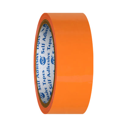 VCR Orange Color Tape - 50 Meters in Length - 36mm / 1.5" Width - BOPP Self Adhesive Tape for Arts and Craft use, Box Packing, Office and Home use