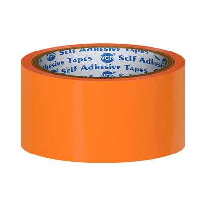VCR Orange Color Tape - 50 Meters in Length - 48mm / 2" Width - BOPP Self Adhesive Tape for Arts and Craft use, Box Packing, Office and Home use
