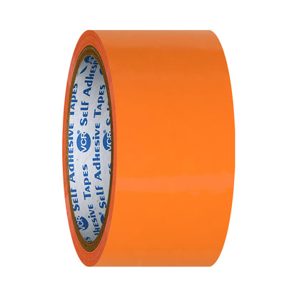 VCR Orange Color Tape - 50 Meters in Length - 48mm / 2" Width - BOPP Self Adhesive Tape for Arts and Craft use, Box Packing, Office and Home use