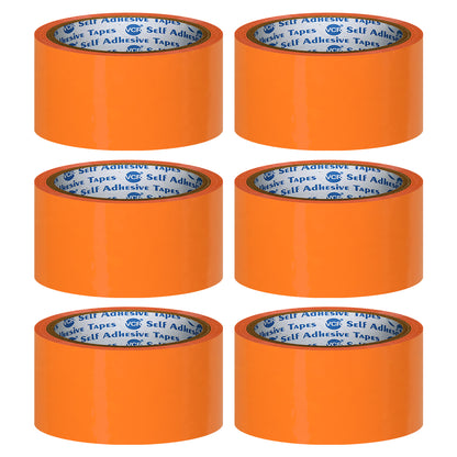 VCR Orange Color Tape - 50 Meters in Length - 48mm / 2" Width - BOPP Self Adhesive Tape for Arts and Craft use, Box Packing, Office and Home use