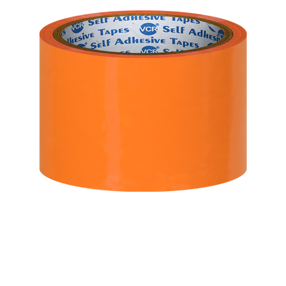 VCR Orange Color Tape - 50 Meters in Length - 60mm / 2.5" Width - BOPP Self Adhesive Tape for Arts and Craft use, Box Packing, Office and Home use