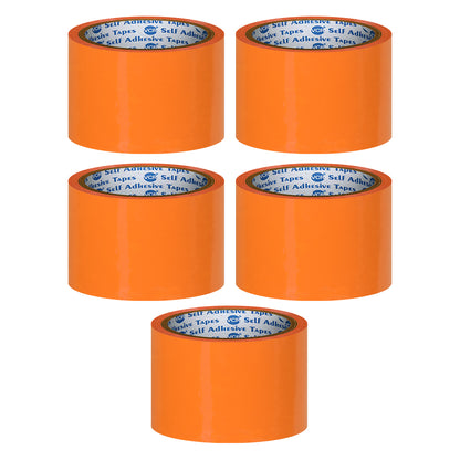 VCR Orange Color Tape - 50 Meters in Length - 60mm / 2.5" Width - BOPP Self Adhesive Tape for Arts and Craft use, Box Packing, Office and Home use