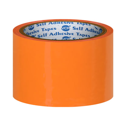 VCR Orange Color Tape - 50 Meters in Length - 60mm / 2.5" Width - BOPP Self Adhesive Tape for Arts and Craft use, Box Packing, Office and Home use