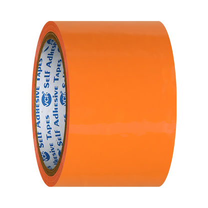 VCR Orange Color Tape - 50 Meters in Length - 60mm / 2.5" Width - BOPP Self Adhesive Tape for Arts and Craft use, Box Packing, Office and Home use