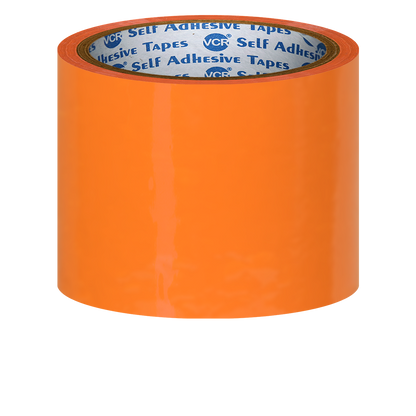 VCR Orange Color Tape - 50 Meters in Length - 72mm / 3" Width - BOPP Self Adhesive Tape for Arts and Craft use, Box Packing, Office and Home use