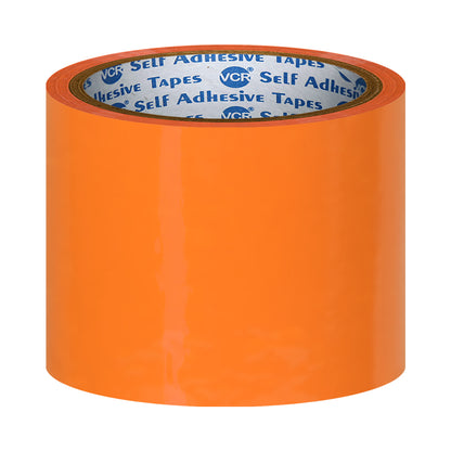 VCR Orange Color Tape - 50 Meters in Length - 72mm / 3" Width - BOPP Self Adhesive Tape for Arts and Craft use, Box Packing, Office and Home use
