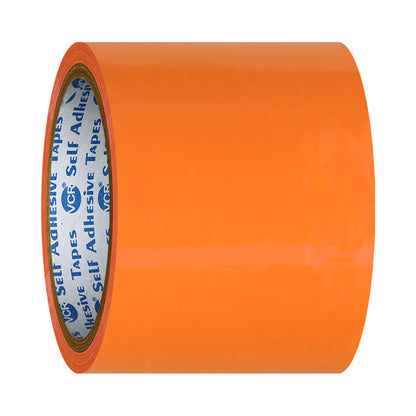 VCR Orange Color Tape - 50 Meters in Length - 72mm / 3" Width - BOPP Self Adhesive Tape for Arts and Craft use, Box Packing, Office and Home use
